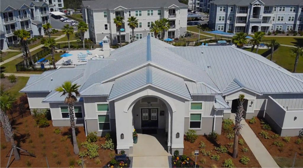 aerial view of apartment roof about us